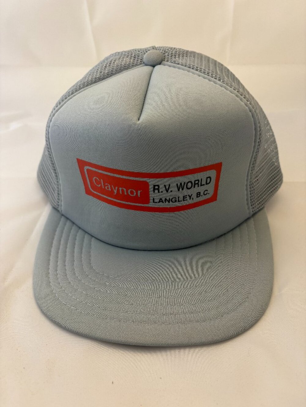 Vintage Claynor RV World Langley BC Trucker Hat Grey Mesh Snapback